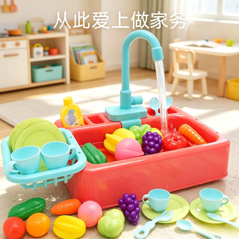 Kids Outdoor Kitchen Accessories - Set Wastafel Plastik Mainan Dapur, Kit